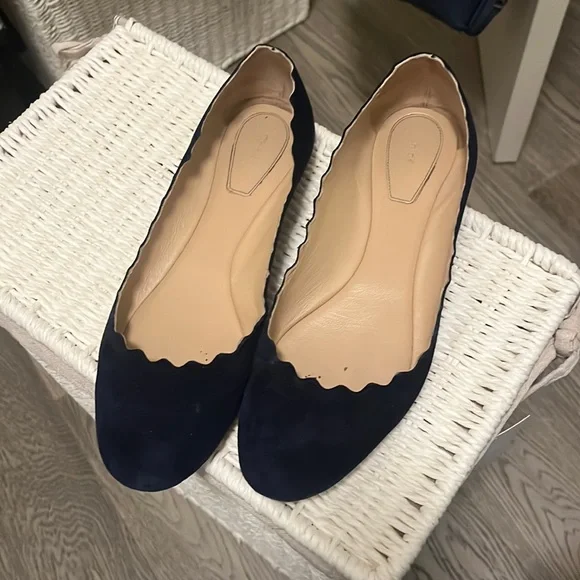 Chloe Scalloped Flats Size 38 Chloé Lauren Scalloped Leather Ballerina Flat – Bluefly main image 3